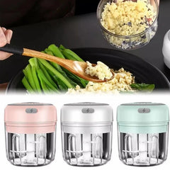 Transform Your Cooking with the Electric 300ML Garlic Press & Chopper - Effortlessly Mince Garlic, Onions, Fruits, and Meat!