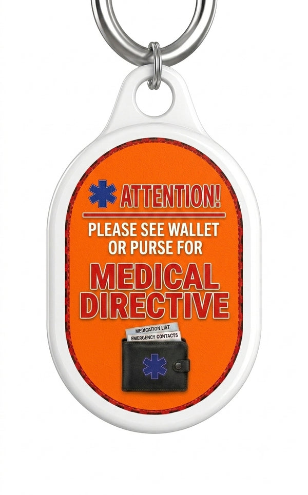 AirTag Cover Keychain — Medical Directive Alert Design