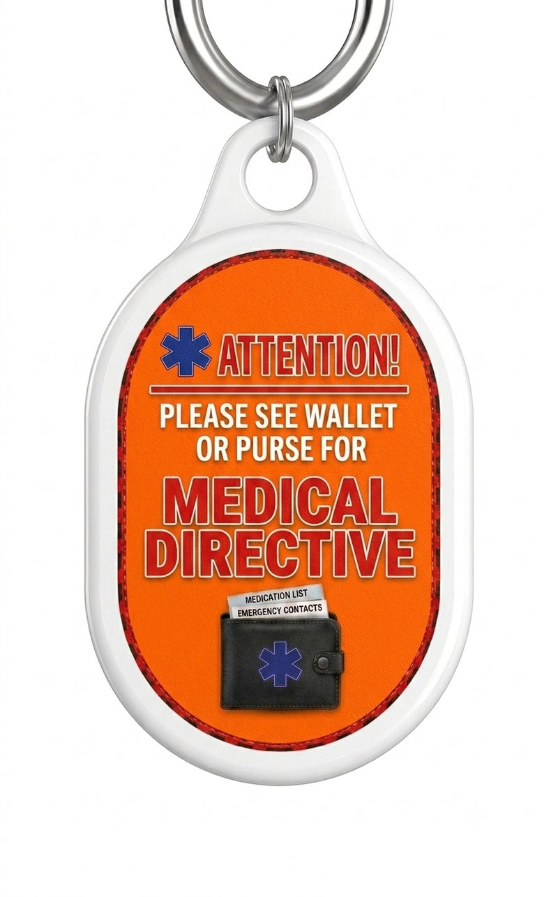 AirTag Cover Keychain — Medical Directive Alert Design