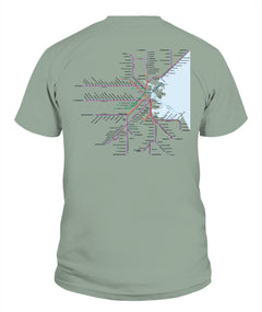 Boston Area Train Rail Map Unisex T-Shirt | Comfort Colors 1717 (US)