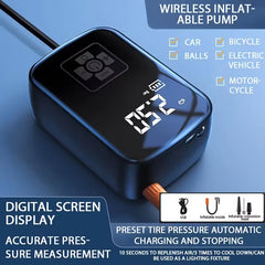 Powerful Wireless Car Air Compressor - Ultimate Electric Tire Inflator for Motorcycles, Bicycles, Boats, and More!