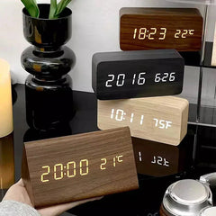 Elevate Your Space with the Royallure Smart Digital Alarm Clock: Stylish Wooden Design, Multiple Alarms & LED Display