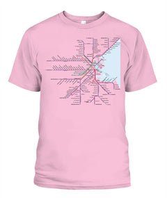 Boston Area Train Rail Map Unisex T-Shirt | Comfort Colors 1717 (US)