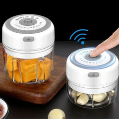 Transform Your Cooking with the Electric 300ML Garlic Press & Chopper - Effortlessly Mince Garlic, Onions, Fruits, and Meat!