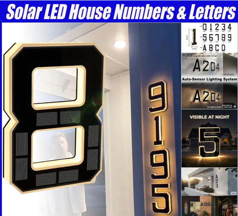 Illuminate Your Home with Weatherproof Solar LED House Numbers - Stylish 9-Inch Decorative Address Sign for Front Yard and Driveway