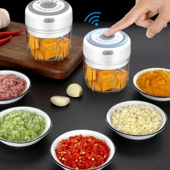 Transform Your Cooking with the Electric 300ML Garlic Press & Chopper - Effortlessly Mince Garlic, Onions, Fruits, and Meat!