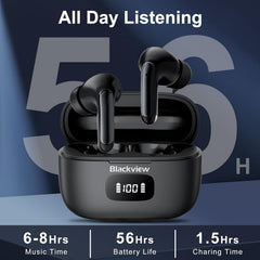 Experience Unmatched Sound with Wireless Noise Canceling Earbuds - Bluetooth 5.3, IPX7 Waterproof, 56 Hours Playtime, and Touch Control for Ultimate Convenience!