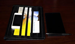Premium Black Leather Literature Organizer for Magazines, Tracts, and More - Stylish & Functional Storage Solution