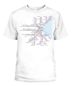 Boston Area Train Rail Map Unisex T-Shirt | Comfort Colors 1717 (US)