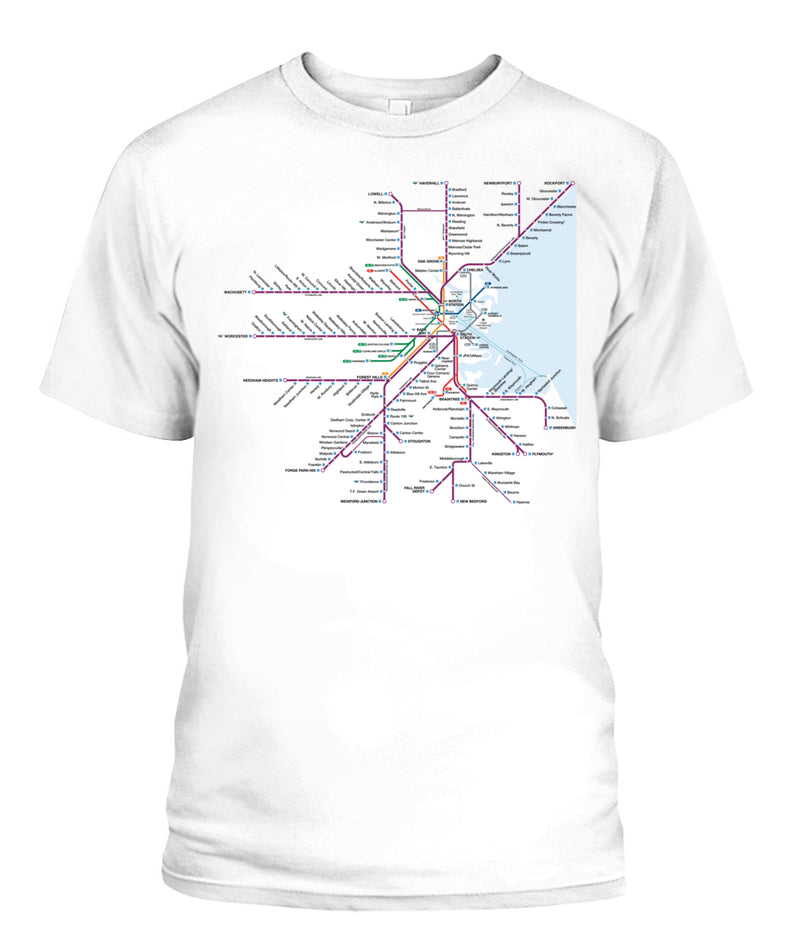 Boston Area Train Rail Map Unisex T-Shirt | Comfort Colors 1717 (US)