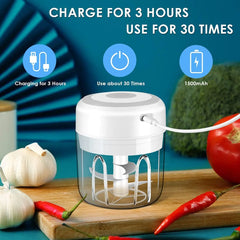 Transform Your Cooking with the Electric 300ML Garlic Press & Chopper - Effortlessly Mince Garlic, Onions, Fruits, and Meat!