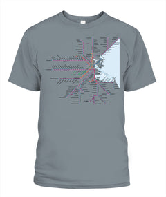 Boston Area Train Rail Map Unisex T-Shirt | Comfort Colors 1717 (US)