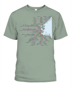 Boston Area Train Rail Map Unisex T-Shirt | Comfort Colors 1717 (US)