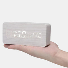 Elevate Your Space with the Royallure Smart Digital Alarm Clock: Stylish Wooden Design, Multiple Alarms & LED Display