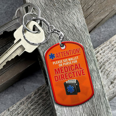 Essential Medical Alert Keychain (Orange and Red edition)- Aluminum with Two-Sided UV Print