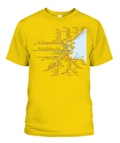 Boston Area Train Rail Map Unisex T-Shirt | Comfort Colors 1717 (US)