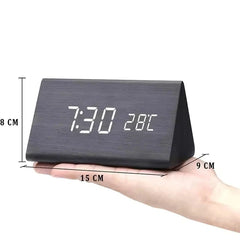 Elevate Your Space with the Royallure Smart Digital Alarm Clock: Stylish Wooden Design, Multiple Alarms & LED Display