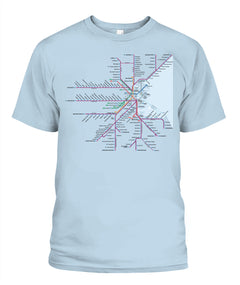 Boston Area Train Rail Map Unisex T-Shirt | Comfort Colors 1717 (US)