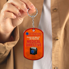 Essential Medical Alert Keychain (Orange and Red edition)- Aluminum with Two-Sided UV Print