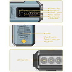 Stay Prepared with the Ultimate Emergency Solar Power Hand Crank Radio - LED Torch, SOS Alarm & 2000mAh Power Bank